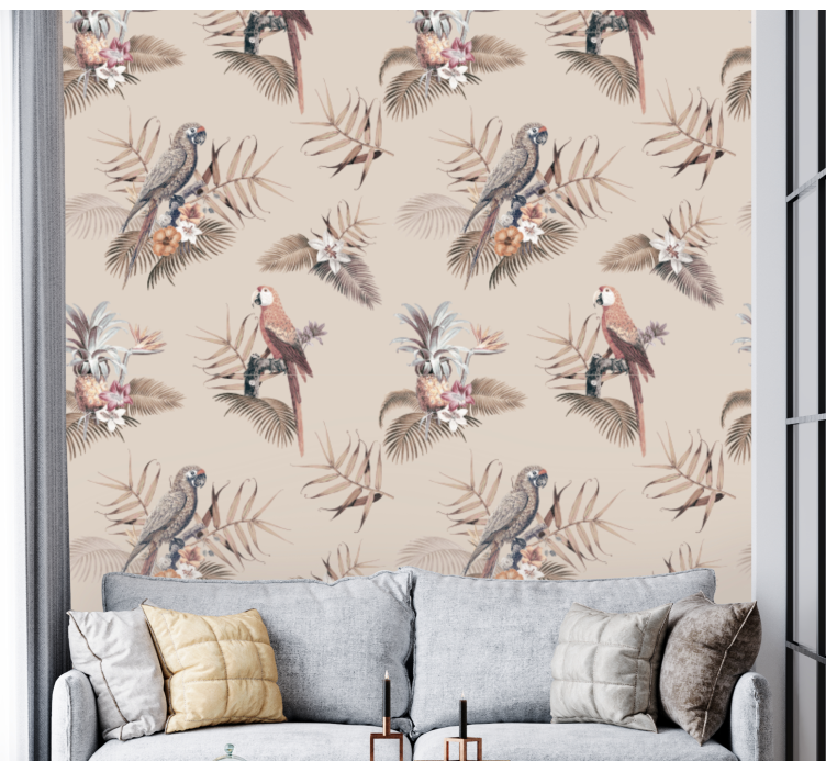 Carta da parati uccelli eleganza del pappagallo tropicale - TenStickers