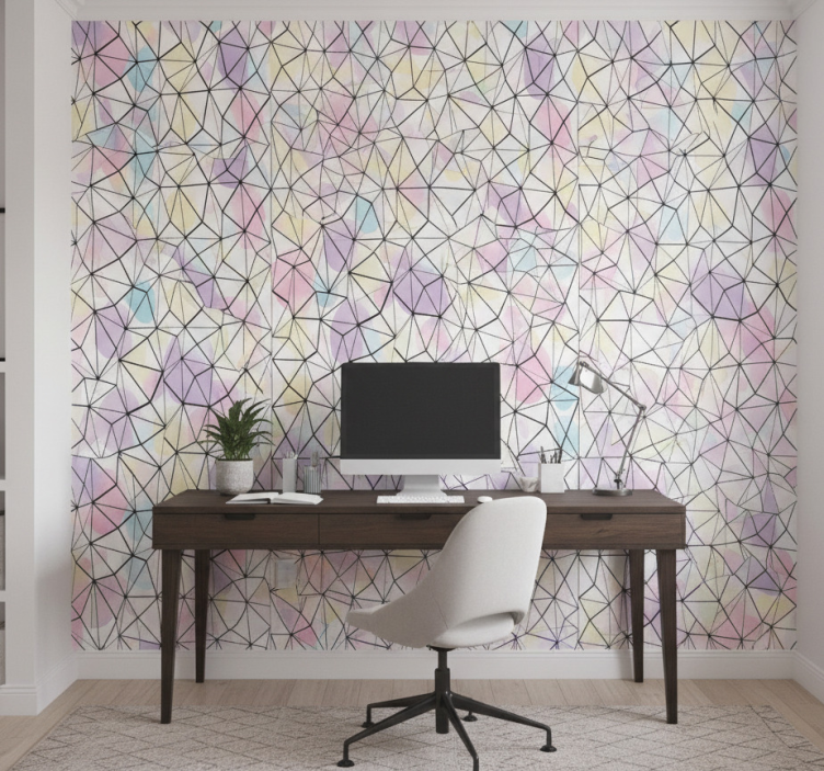 Carta da parati ufficio cerchi colorati e linee nere - TenStickers