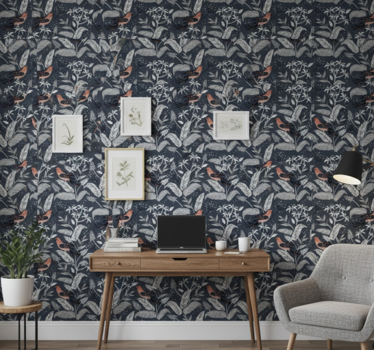 Carta da parati ufficio con piccoli uccelli - TenStickers