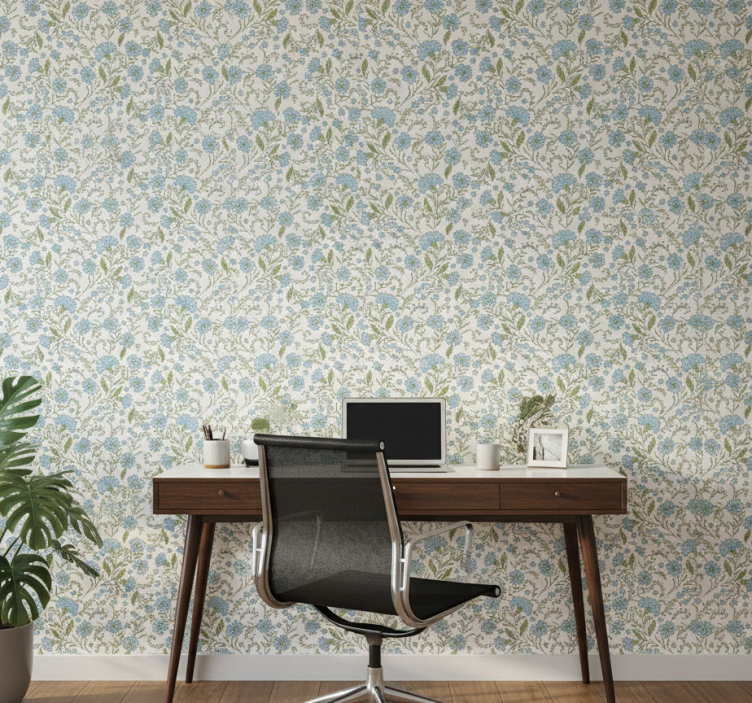 Carta da parati ufficio fiore su sfondo bianco - TenStickers