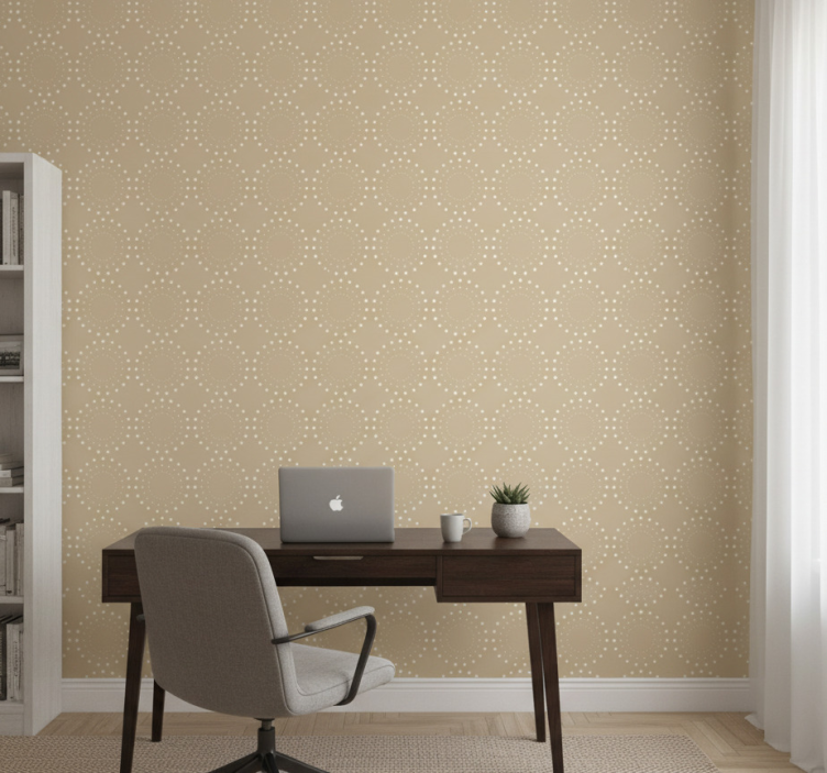Carta da parati ufficio fondo beige chiaro con cerchi bianchi - TenStickers