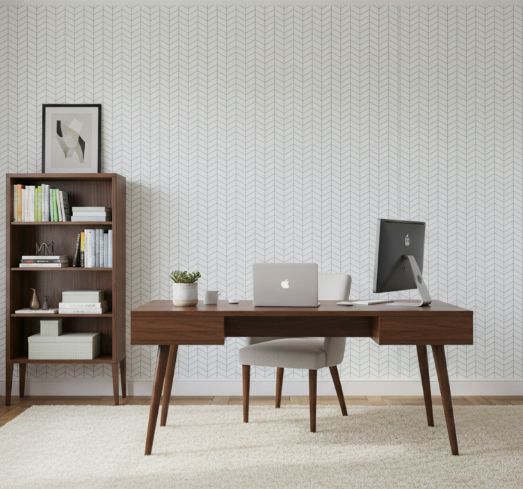 Carta da parati ufficio linee zigzag blu su sfondo bianco - TenStickers