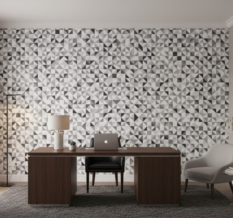 Carta da parati ufficio mosaico triangoli grigi - TenStickers