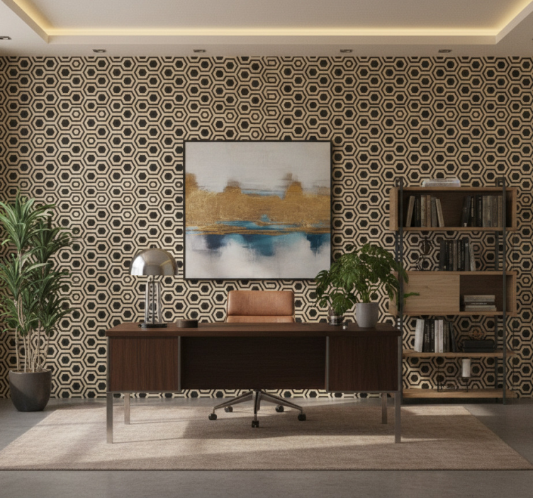 Carta da parati ufficio motivo esagonale geometrico - TenStickers