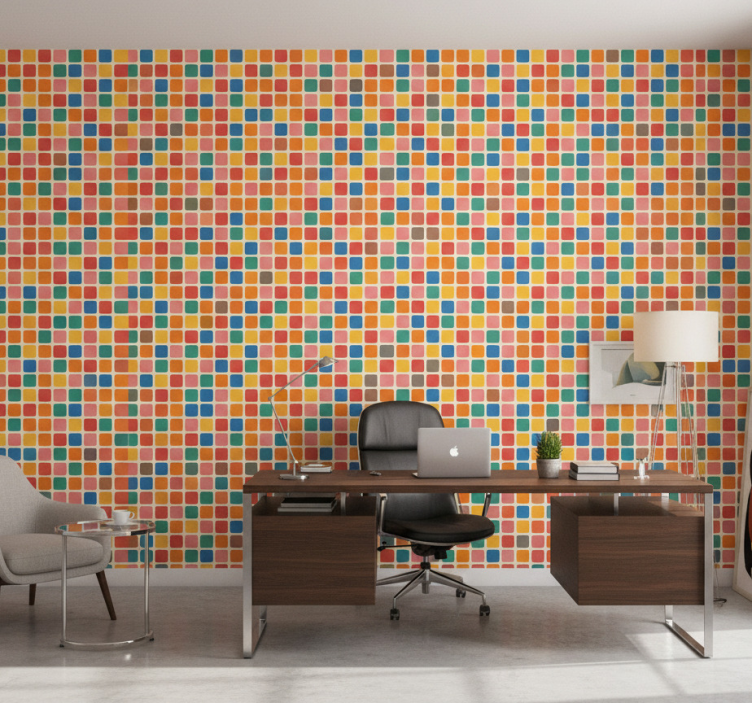 Carta da parati ufficio quadrati multicolore - TenStickers