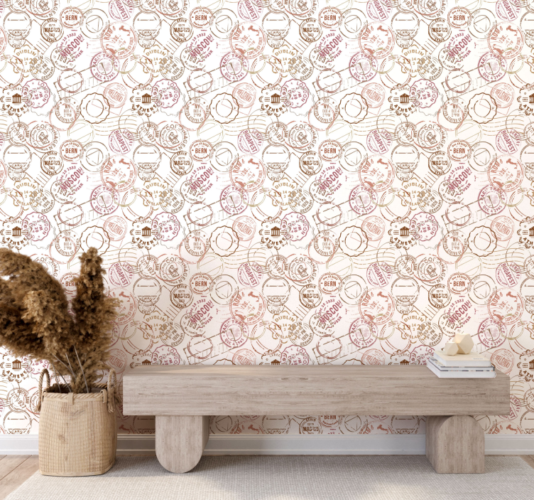 Carta da parati vintage texture Francobolli retrò - TenStickers