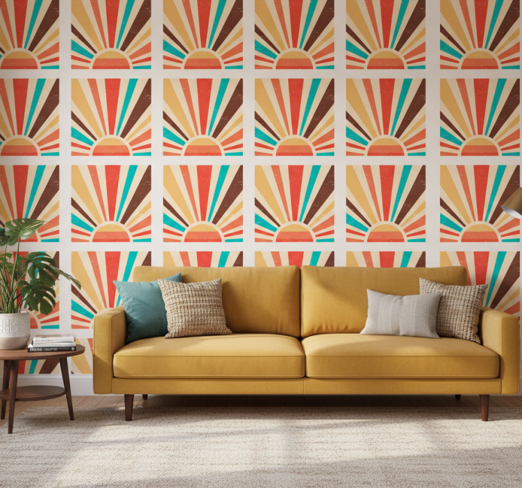 Carta da parati vintage tramonto astratto vintage - TenStickers