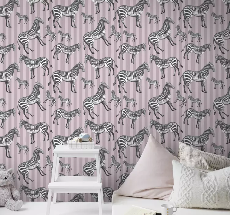 Carta da parati zebrata motivo animale rosa - TenStickers