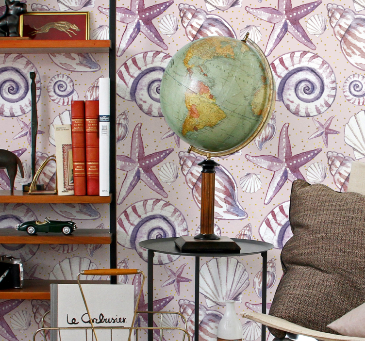 Carta da parati pesci motivo a conchiglia a farfalla - TenStickers