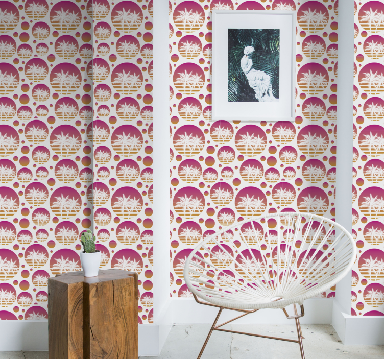 Carta da parati geometrica Tramonto paesaggio vintage - TenStickers