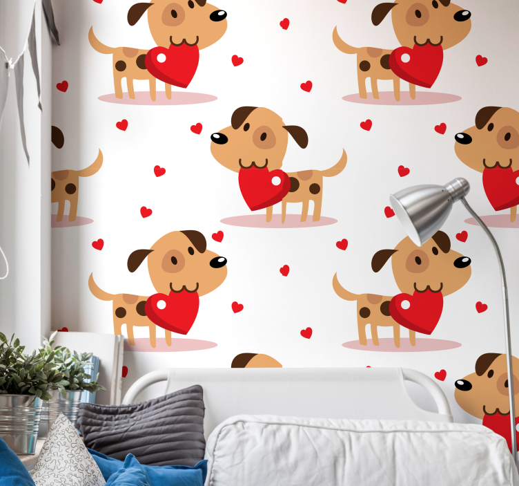 carta da parati cani amore di cucciolo - TenStickers