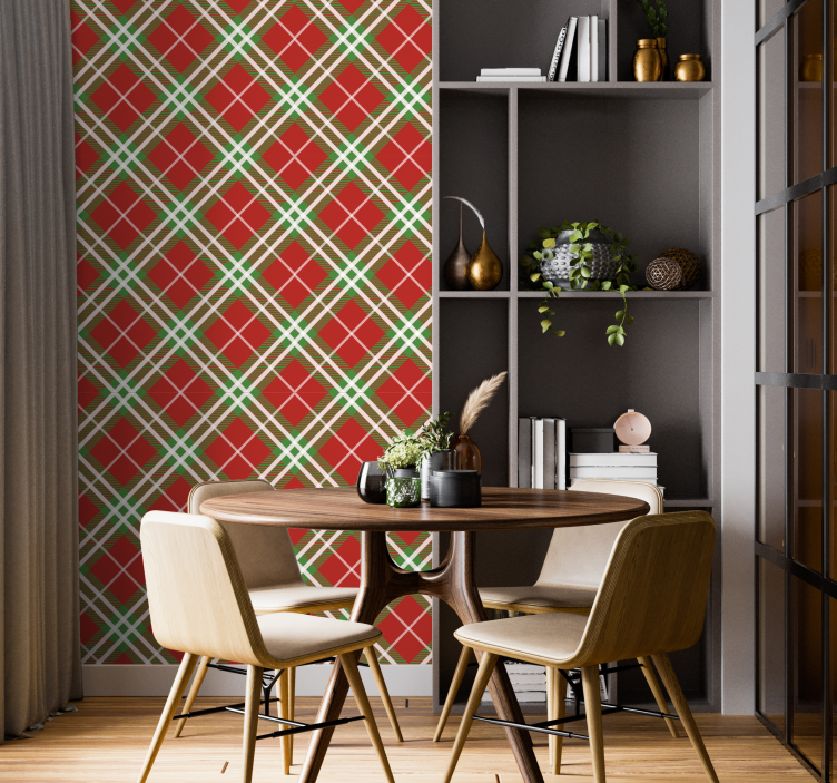 Carta da parati stile scozzese rosso e verde - TenStickers