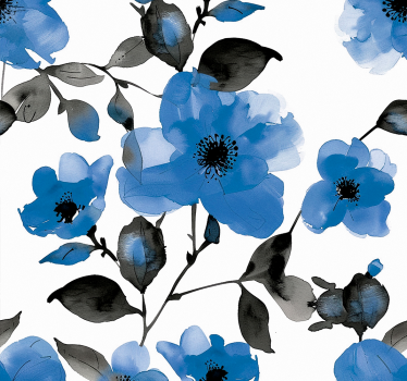 Carta da parati floreale motivo papaveri blu - TenStickers