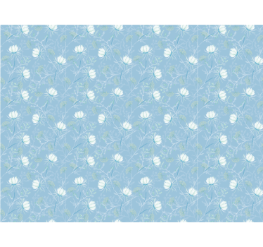 Carta da parati floreale sfondo con motivo blu - TenStickers