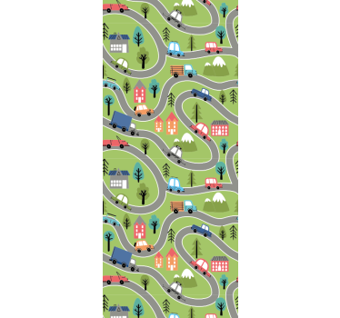 Carta da parati città scena di strada tortuosa - TenStickers