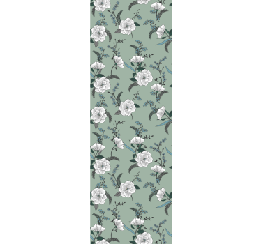 Carta da parati floreale elegante motivo verde fiore - TenStickers