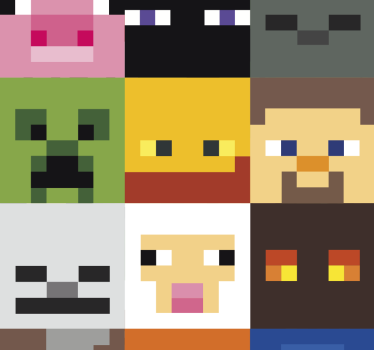 Carta da parati camera ragazzi facce pixelate da gioco - TenStickers