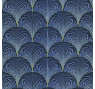 Carta da parati vintage texture ventagli blu art déco anni '20 - TenStickers