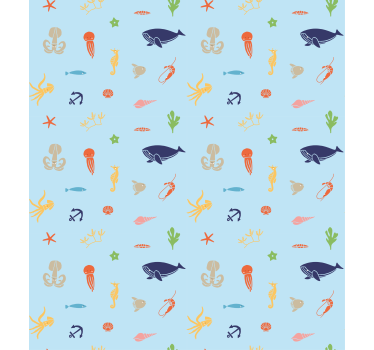 Carta da parati cameretta animali marini minimalisti - TenStickers