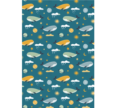 Carta da parati cameretta motivo balene alla moda - TenStickers