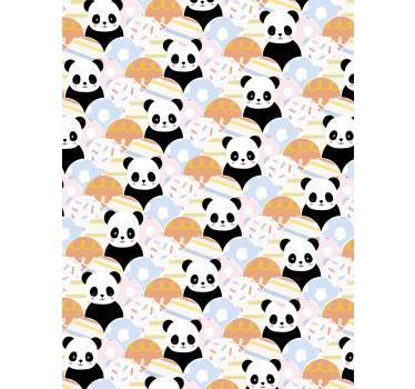 Carta da parati cameretta design panda patchwork - TenStickers