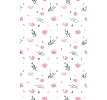 Carta da parati cameretta fiori minimalisti rosa - TenStickers