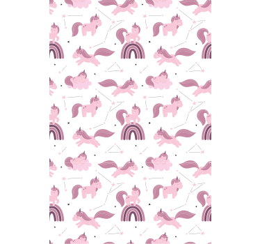 Carta da parati cameretta unicorni divertenti e costellazioni - TenStickers
