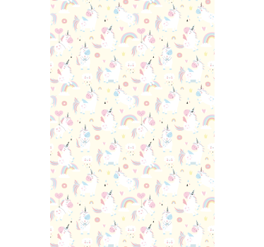 Carta da parati cameretta unicorni nel paese delle meraviglie - TenStickers