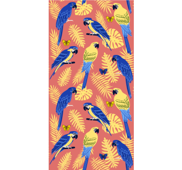 Carta da parati cameretta pappagalli e farfalle foglie tropicali - TenStickers