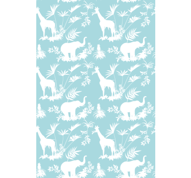 Carta da parati cameretta elefanti e giraffe - TenStickers