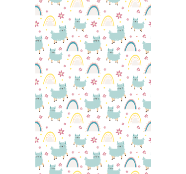 Carta da parati cameretta llamas e arcobaleni - TenStickers