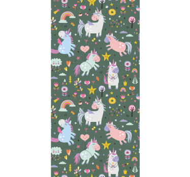Carta da parati cameretta motivi unicorno fantasy - TenStickers