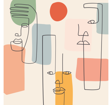 Carta da parati geometrica arte murale minimalista con volti - TenStickers