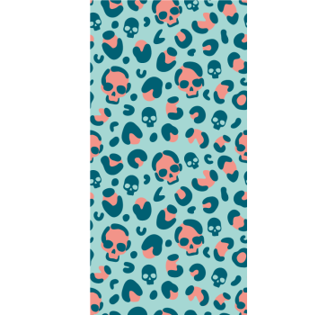Carta da parati moderna motivo leopardato teschi blu e rosa - TenStickers