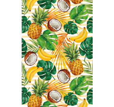 Carta da parati moderna motivo tropicale estivo dipinto a mano - TenStickers