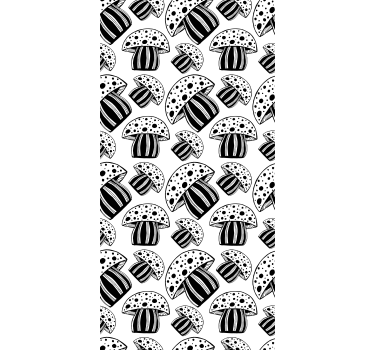 Carta da parati moderna funghi etnici bianco e nero - TenStickers
