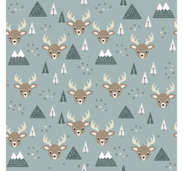 Carta da parati cameretta design nordico cervo - TenStickers