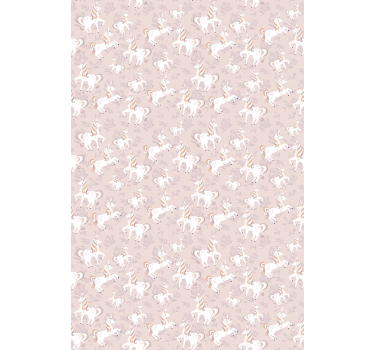 Carta da parati cameretta unicorno beige fantasia - TenStickers