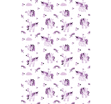 Carta da parati cameretta unicorni viola fantasy - TenStickers