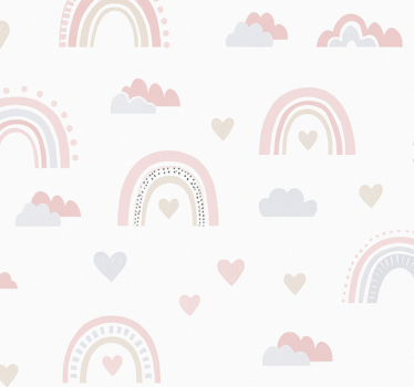 Carta da parati cameretta design arcobaleno rosa - TenStickers
