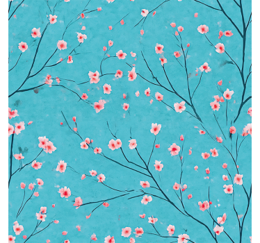 Carta da parati floreale fiori di ciliegio turchesi - TenStickers