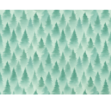 Carta da parati paesaggi foresta di pini nebulosa - TenStickers