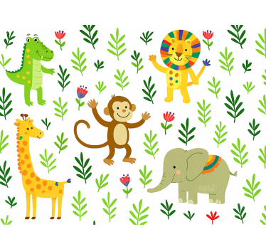 Carta da parati cameretta animali felici e carini - TenStickers