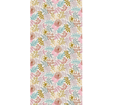 Carta da parati floreale disegno lineare multicolore - TenStickers