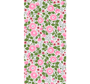 Carta da parati floreale teste di fiori rosa - TenStickers