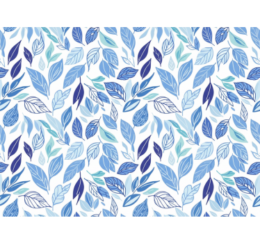 Carta da parati floreale foglie disegnate blu - TenStickers