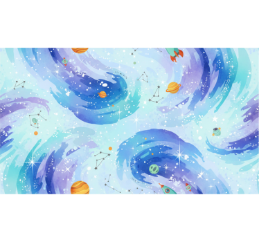 Carta da parati cameretta blu chiaro galassia - TenStickers