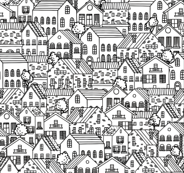 Carta da parati città paesaggio urbano scarabocchio urbano - TenStickers