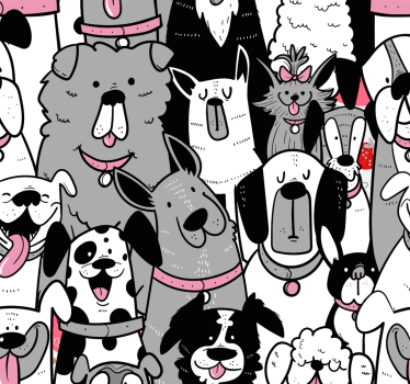 Carta da parati per bambini contorni di cani - TenStickers