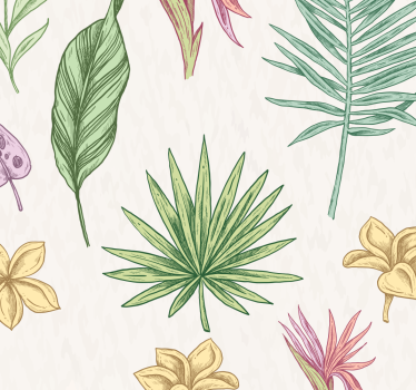 Carta da parati con i fiori e palme - TenStickers